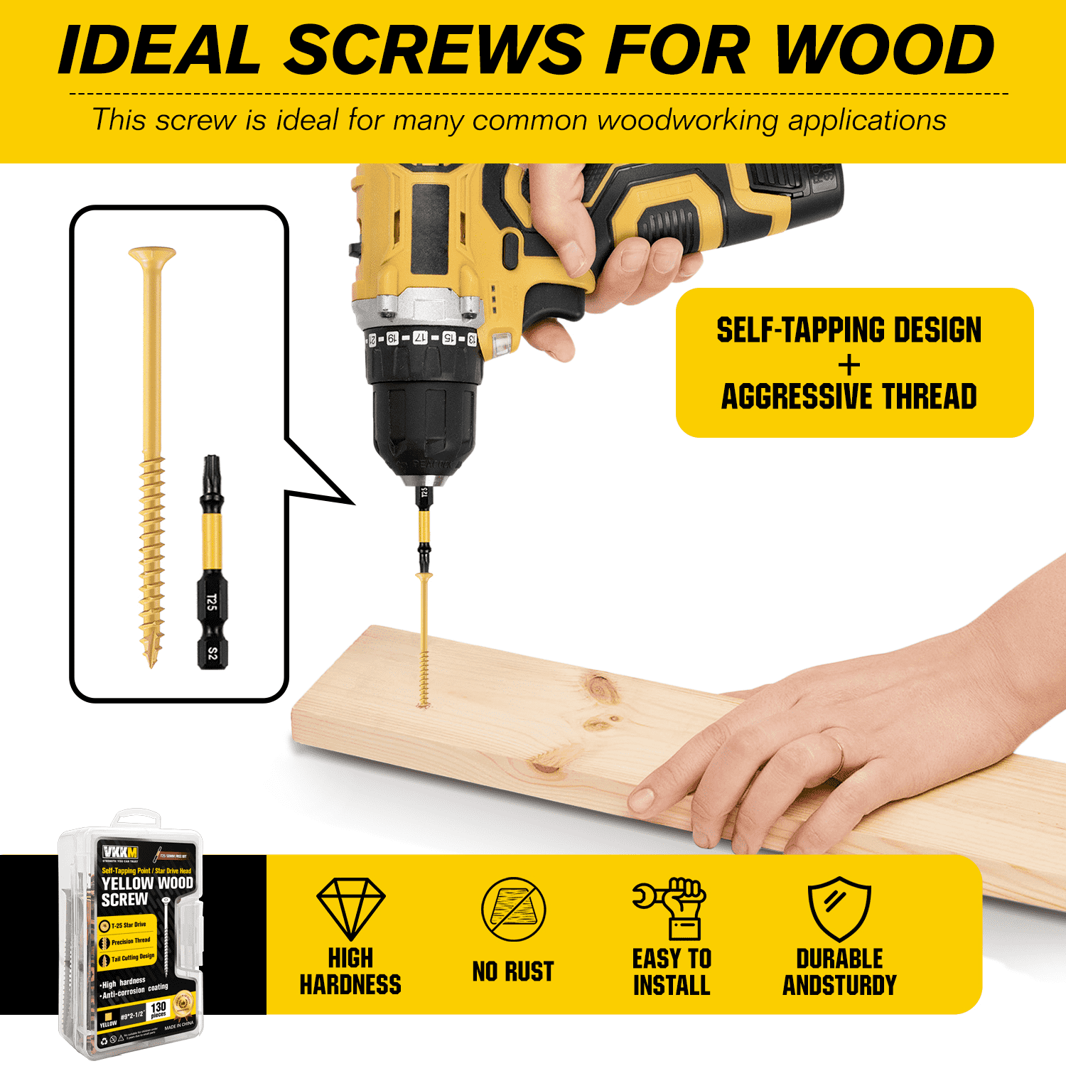 VKKM 130 pièces # Vis à bois m - Lumber Woodworking avis et prix